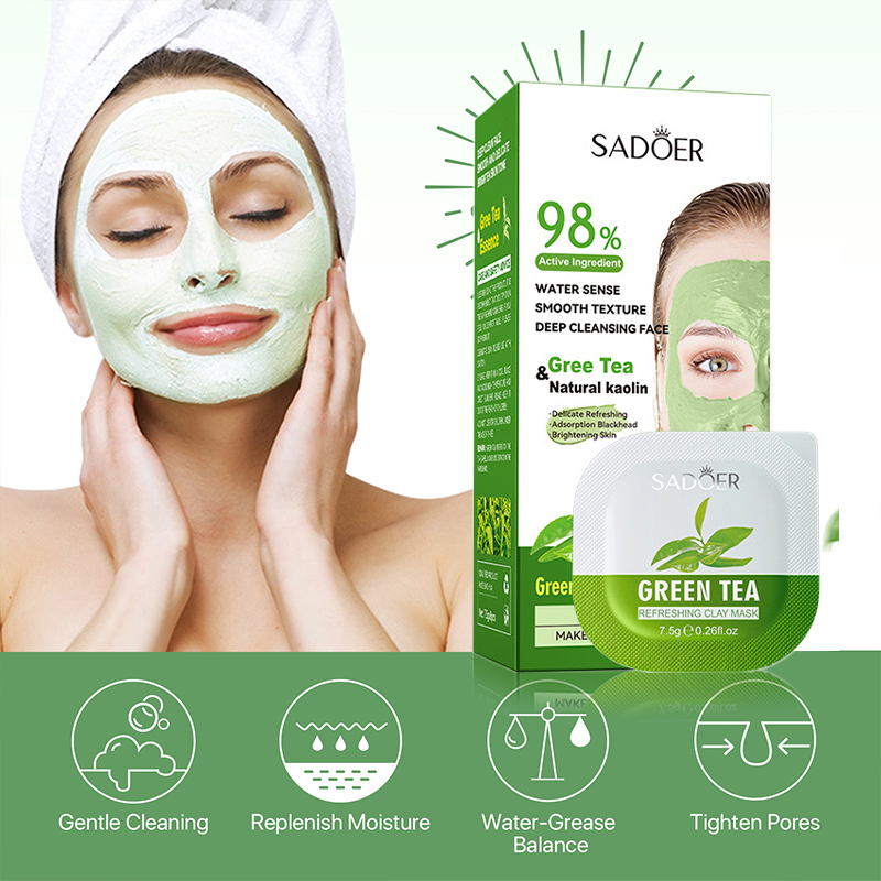 8 шт., маска для очистки лица  – обзор и цена Green Tea Cleansing Clay Mask